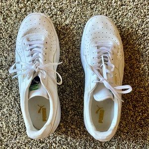 All white Puma sneakers!